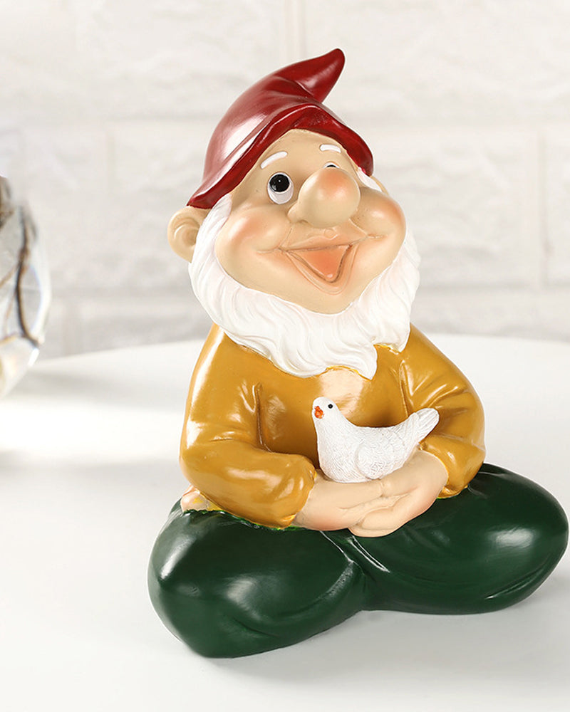 Statue de Gnome Zen avec Pigeon