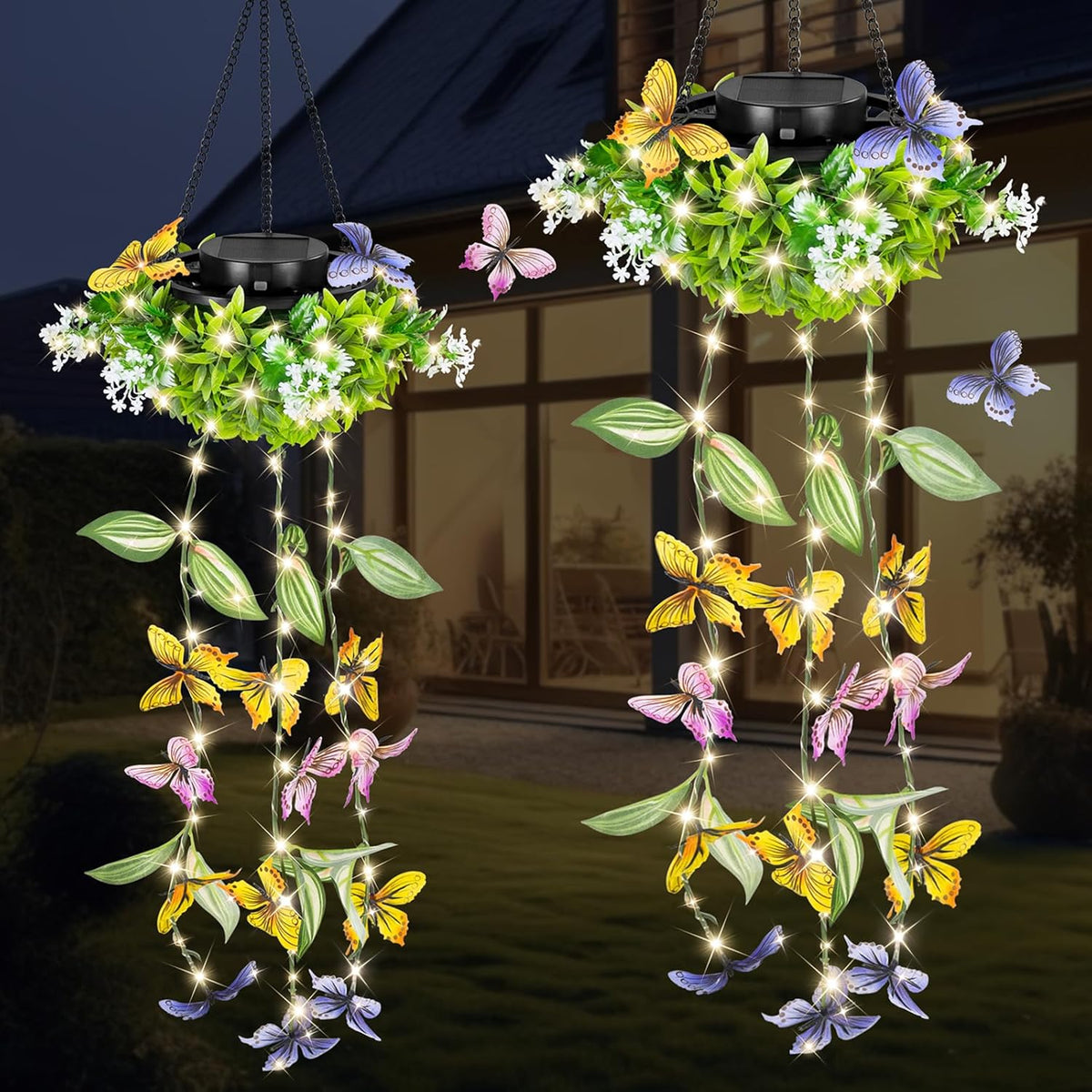 Realistic Flower Vine Solar Hanging Garden Lights