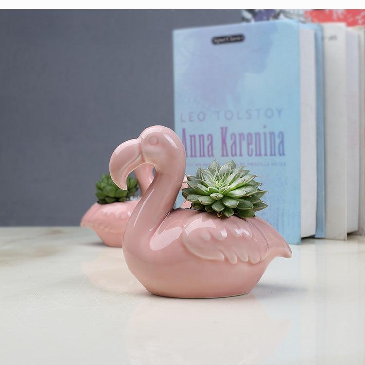 Pots de fleurs succulents flamant rose 2 pièces