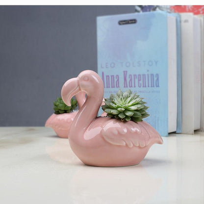 Pots de fleurs succulents flamant rose 2 pièces