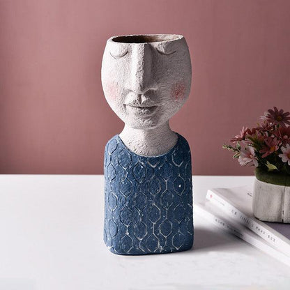 Caricature Portrait Visage Figurine Sculpture Jardinière