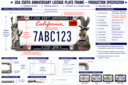 🔥 Father's Day 60% OFF!  - 🇺🇸 250th Anniversary Commemorative License Plate Frame🗽