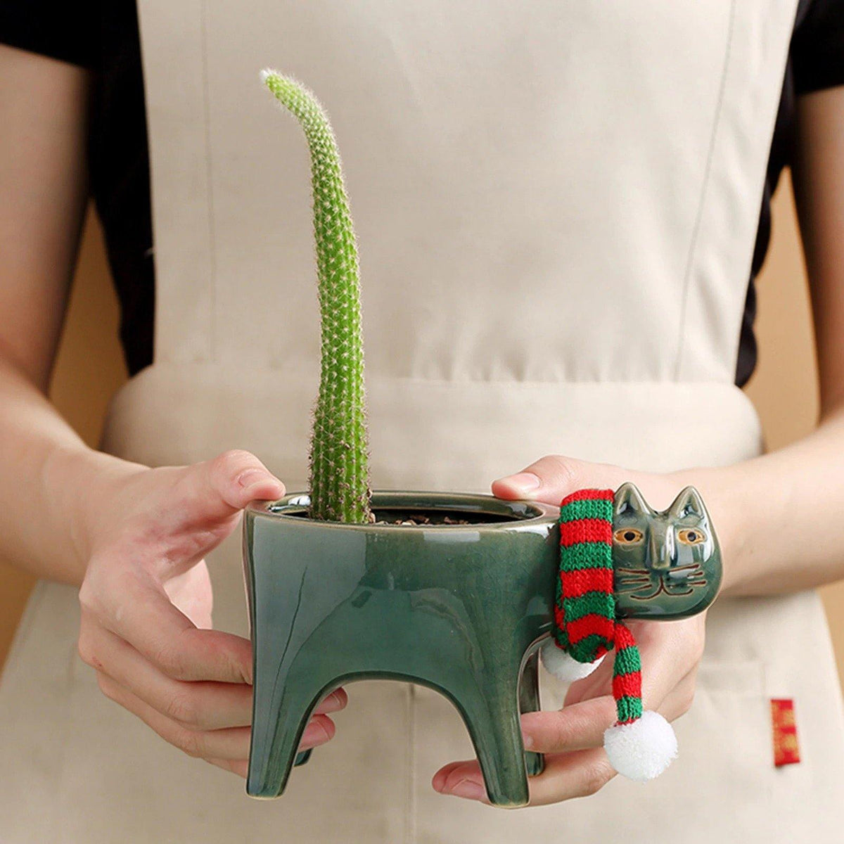 Glazed Ceramic Kitty Planter