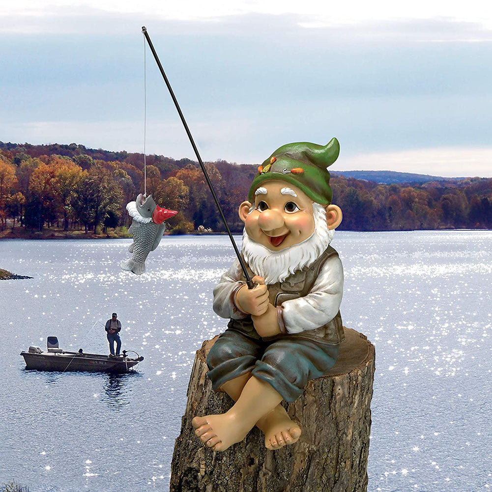 Statue de Gnome de jardin en résine, Figurines d'elfe nain de pêche, cour, pelouse, extérieur