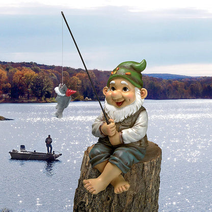 Statue de Gnome de jardin en résine, Figurines d'elfe nain de pêche, cour, pelouse, extérieur