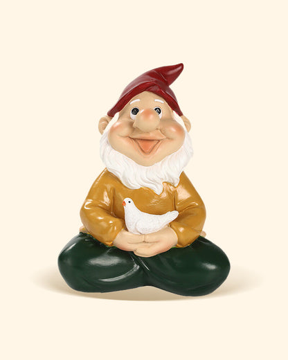 Statue de Gnome Zen avec Pigeon