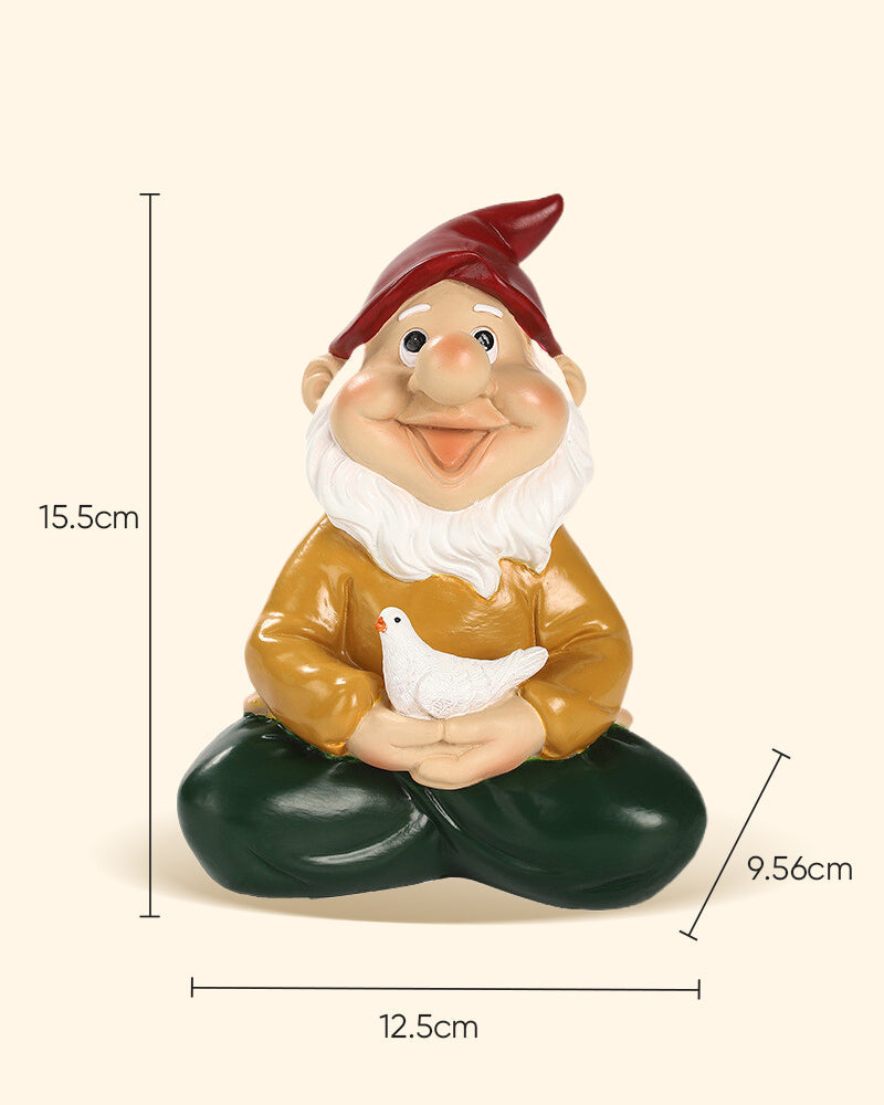 Statue de Gnome Zen avec Pigeon