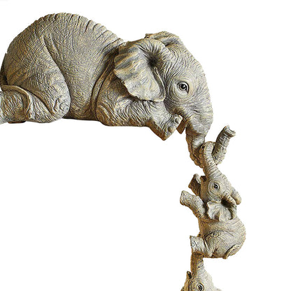 Figurine d'éléphant mère suspendue pour 2 bébés, ornements artisanaux en résine animale