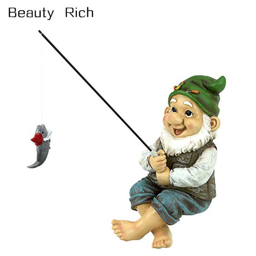 Statue de Gnome de jardin en résine, Figurines d'elfe nain de pêche, cour, pelouse, extérieur