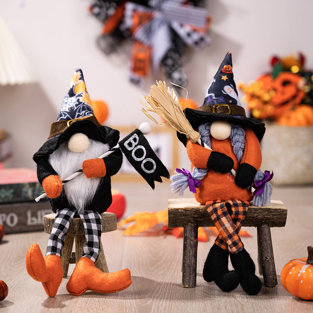 Chapeau de sorcière d'Halloween Gnome aux longues jambes