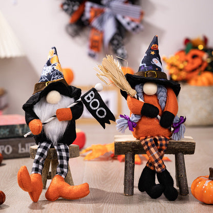 Chapeau de sorcière d'Halloween Gnome aux longues jambes