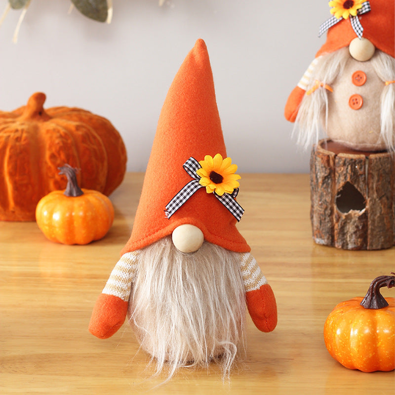 Harvest Sunflower Pumpkin Gnome
