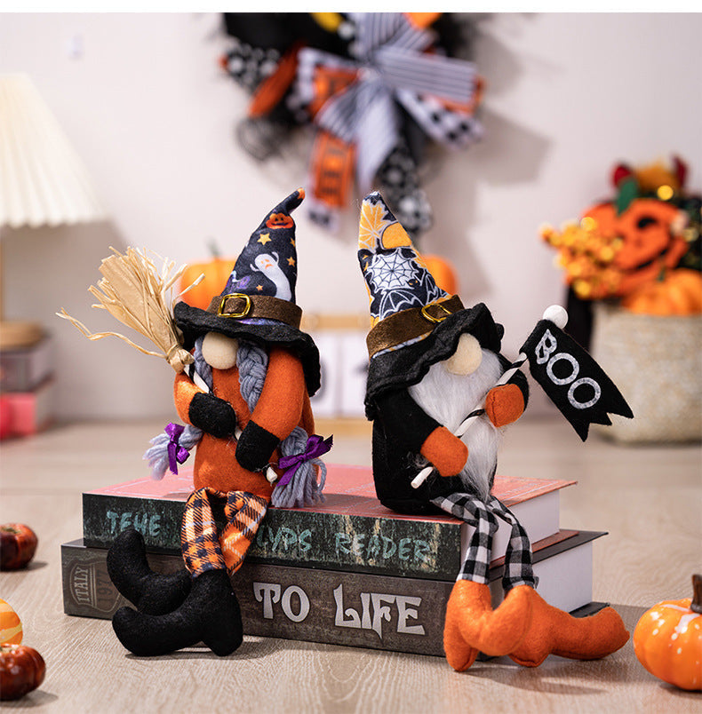 Chapeau de sorcière d'Halloween Gnome aux longues jambes