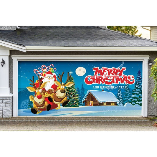 Porte de garage décollage du Père Noël 