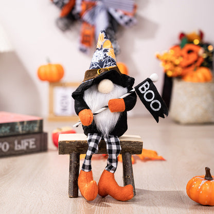 Chapeau de sorcière d'Halloween Gnome aux longues jambes