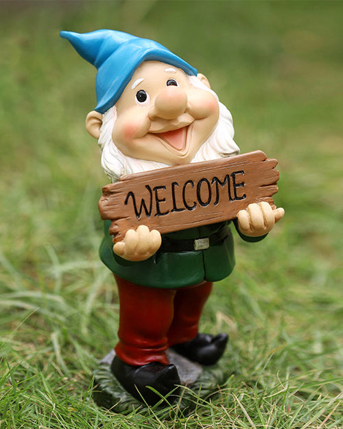 Garden Gnome Statue gnome welcome sign