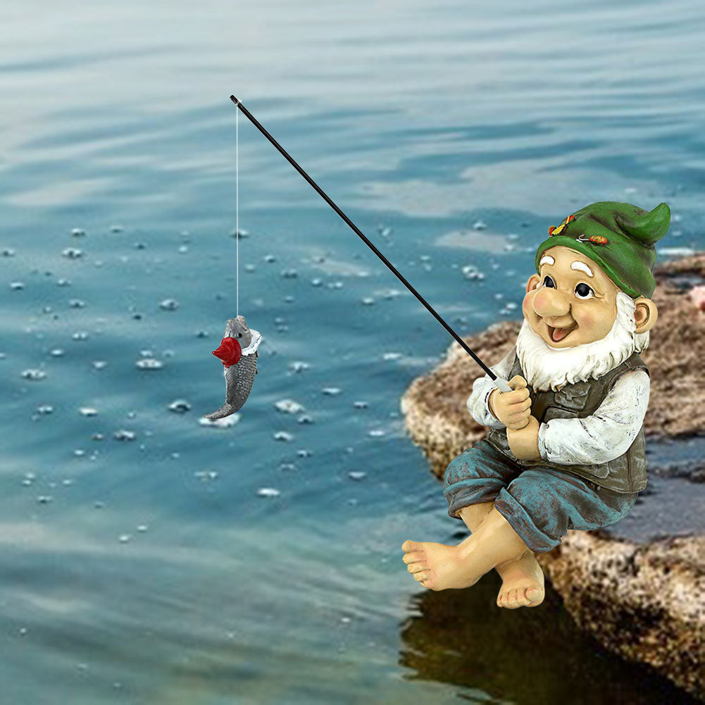 Statue de Gnome de jardin en résine, Figurines d'elfe nain de pêche, cour, pelouse, extérieur