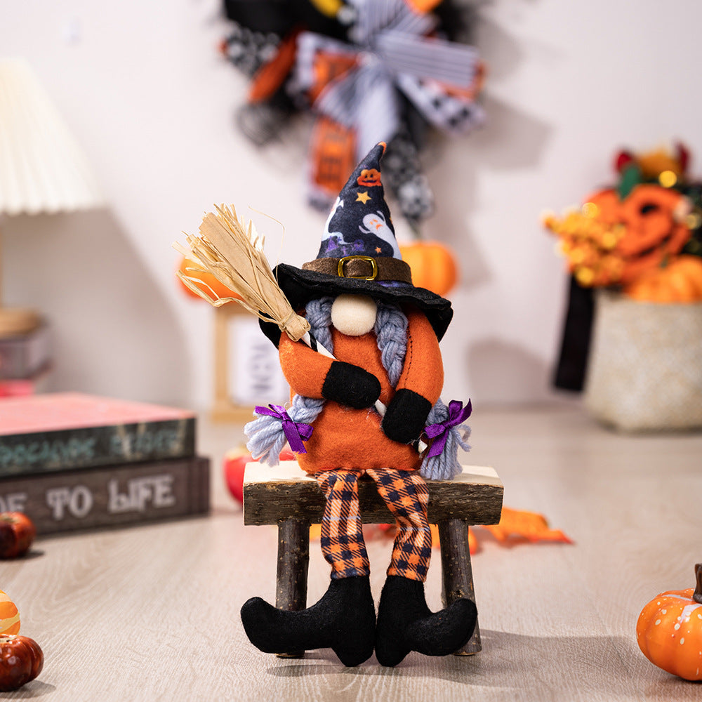 Chapeau de sorcière d'Halloween Gnome aux longues jambes