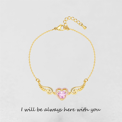 '' I Will Be Always Here With You '' Angel Wing Heart Necklace | Bracelet