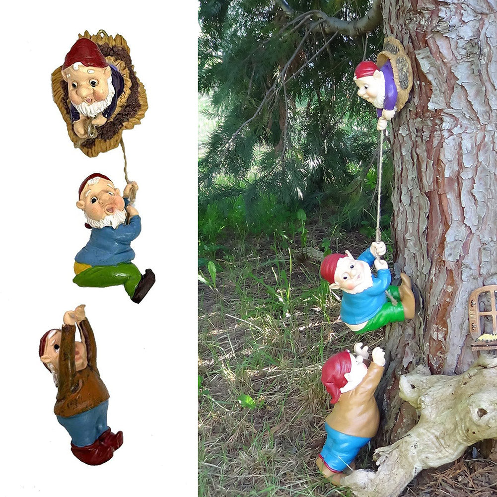 Sculpture de nains grimpants en résine, Statue d'art de Gnome, ornement de jardin, décoration de maison