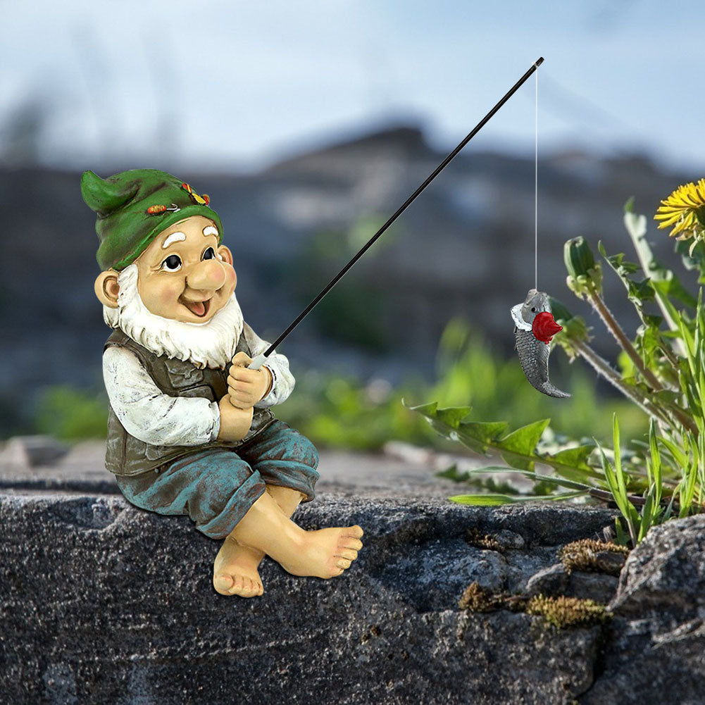 Statue de Gnome de jardin en résine, Figurines d'elfe nain de pêche, cour, pelouse, extérieur