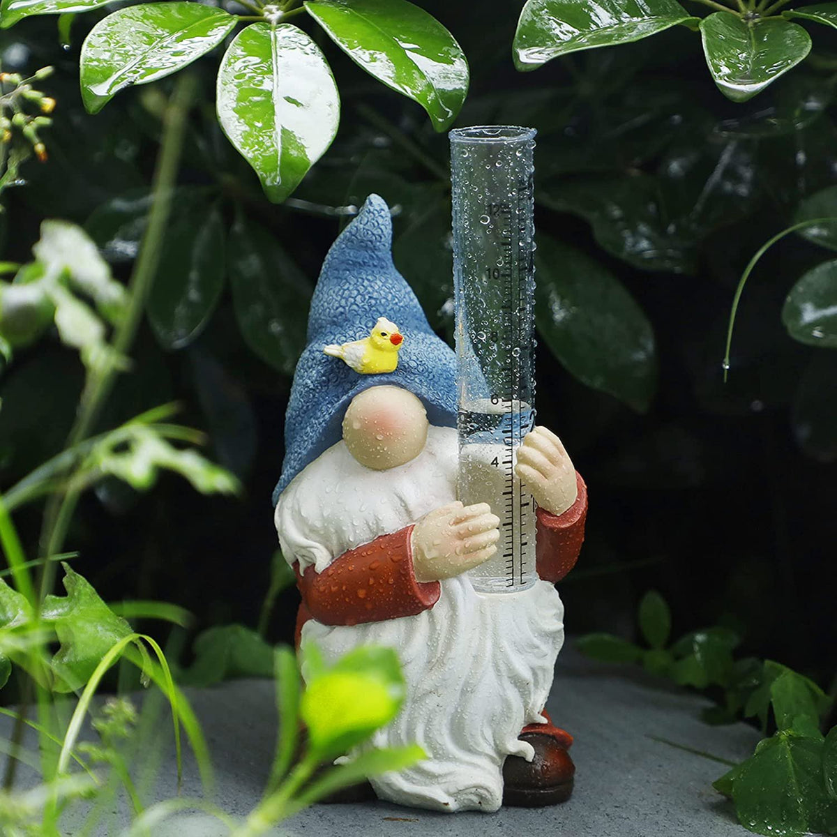 Sculpture de pluviomètre de nain de jardin 