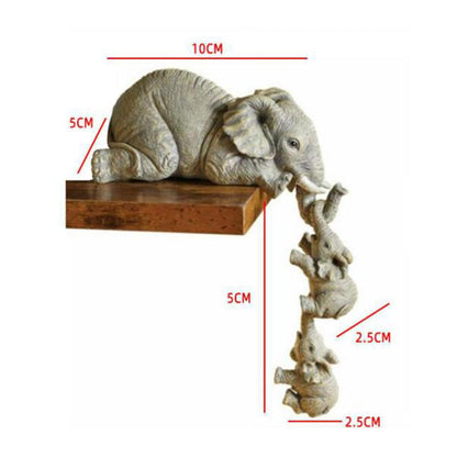 Figurine d'éléphant mère suspendue pour 2 bébés, ornements artisanaux en résine animale